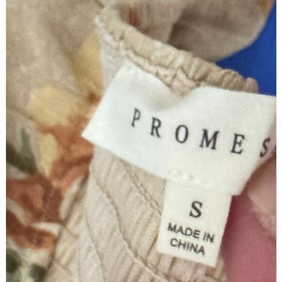 Enchanted Garden Floral Chiffon Peasant Top Small 100% Polyester Natural - Picture 4 of 13